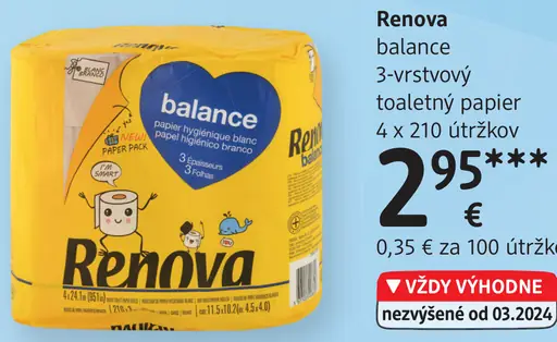 Renova balance 3-vrstvový toaletný papier