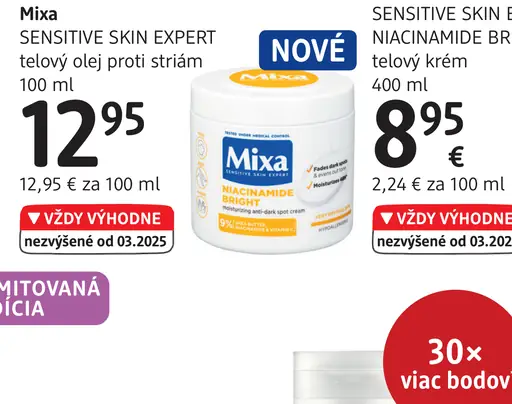 Mixa Sensitive Skin Expert Niacinamide Bright telový krém