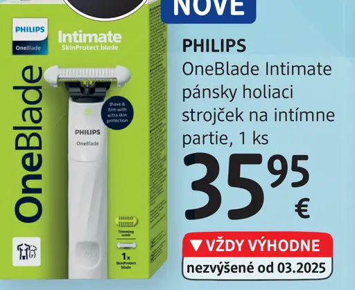 Philips OneBlade Intimate pánsky holiaci strojček na intímne partie