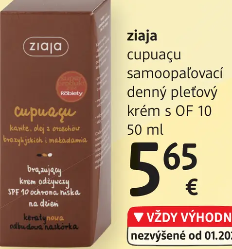 Ziaja cupuaçu samoopaľovací denný pleťový krém