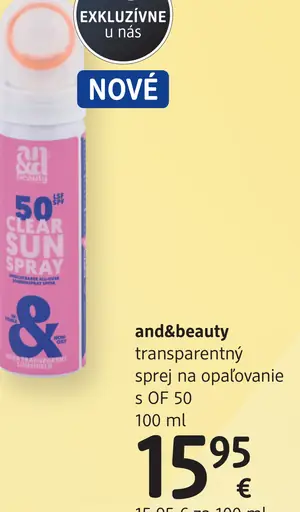 And&beauty transparentný sprej na opaľovanie