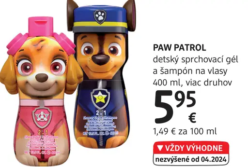 Paw Patrol detský sprchovací gél a šampón na vlasy