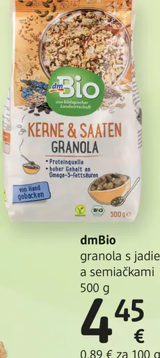 DmBio granola s jadierkami a semiačkami