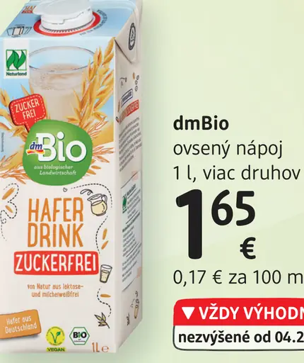 DmBio ovsený nápoj 1, vúac druhov