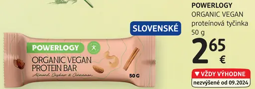 Powerlogy ORGANIC VEGAN proteínová tyčinka