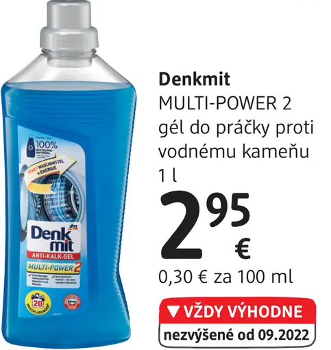 Denkmit MULTI-POWER 2 gél do práčky proti vodnému kameňu