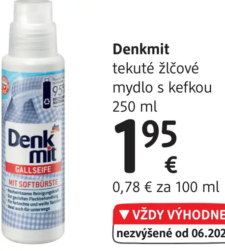 Denkmit tekuté žĺčové mydlo s kefkou