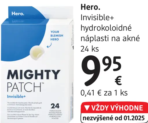 Hero. Invisible+ hydrokoloidné náplasti na akné