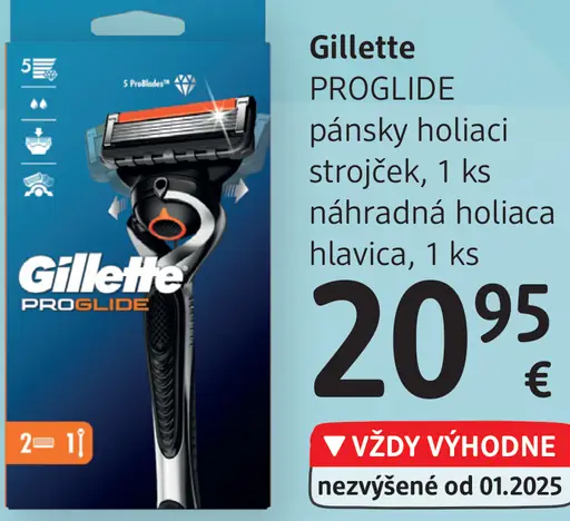 Gillette ProGlide pánsky holiaci strojček, 1 ks náhradná holiaca hlavica