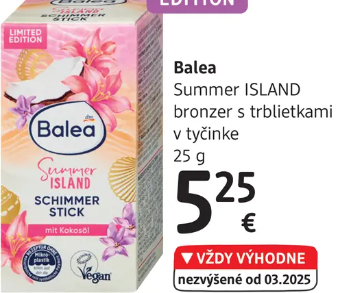 Balea Summer ISLAND bronzer s trblietkami v tyčinke