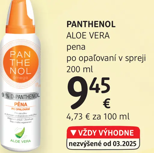 Panthenol Aloe Vera pena po opaľovaní v spreji