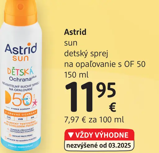 Astrid Sun detský sprej na opaľovanie s OF 50
