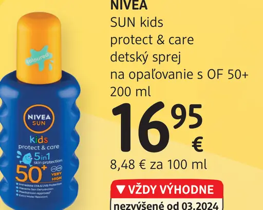 Nivea Sun Protect & Care detský sprej na opaľovanie OF 50+