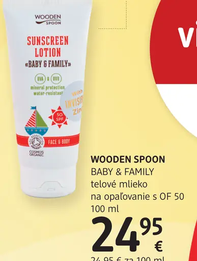 Wooden Spoon Baby & Family telové mlieko na opaľovanie s OF 50