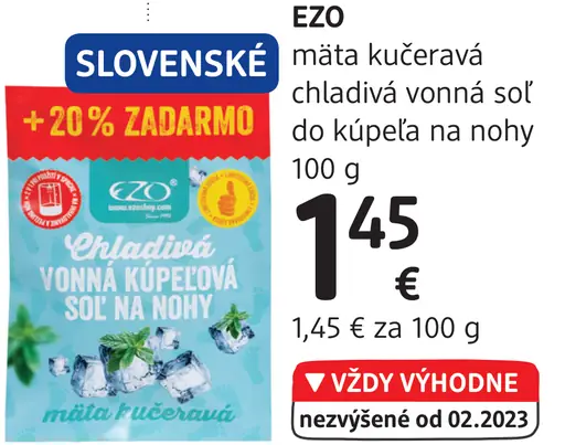EZO mäta kužeľová chladivá vonná soľ do kúpeľa na nohy