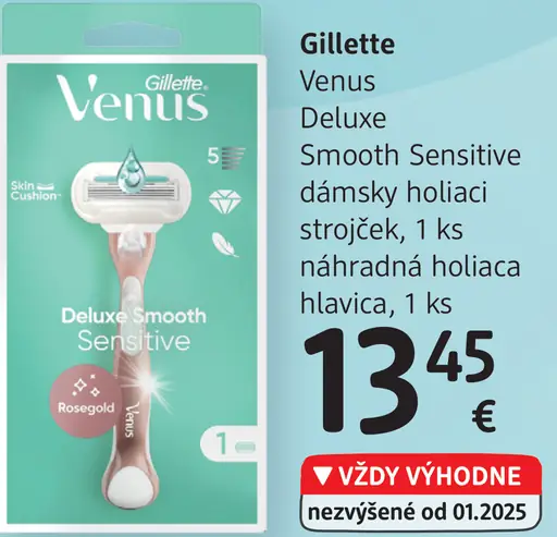 Gillette Venus Deluxe Smooth Sensitive dámsky holiaci strojček
