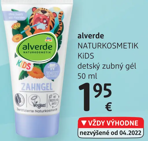 Alverde Naturkosmetik Kids detský zubný gél