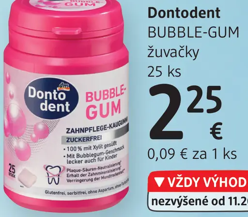 Dontodent BUBBLE-GUM žuvačky