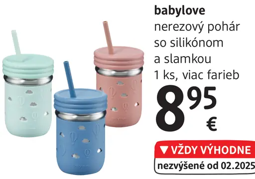 Babylove nerezový pohár so silikónom a slamkou