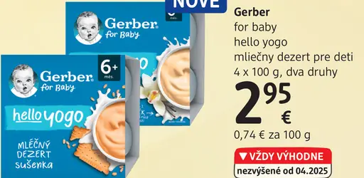 Gerber for baby hello yogo mliečny dezert pre deti
