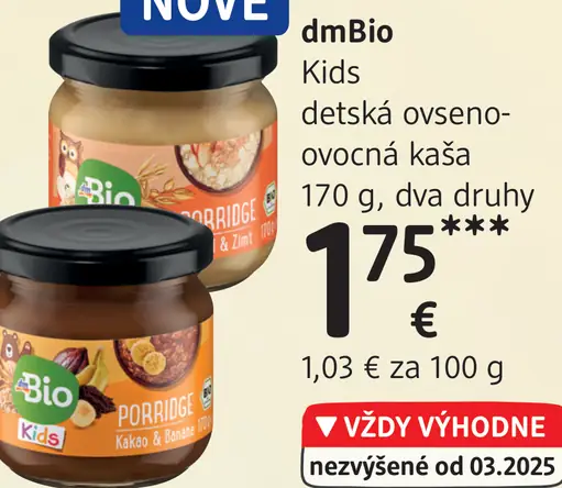 DmBio Kids detská ovsená-ovocná kaša