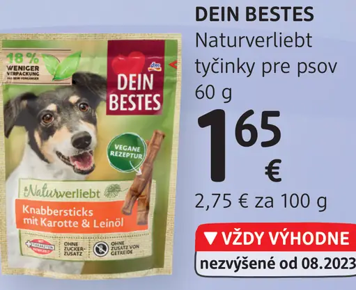 DEIN BESTES Naturverliebt tyčinky pre psov