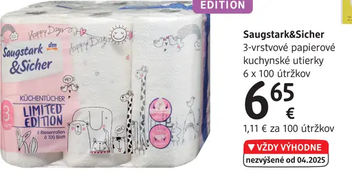 Saugstark&Sicher 3-vrstvové papierové kuchynské utierky