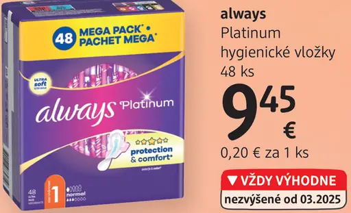 Always Platinum hygienické vložky