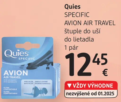Quies SPECIFIC AVION AIR TRAVEL štuple do uší