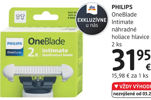 Philips OneBlade Intimate náhradné holiace hlavice