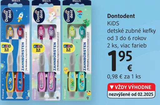 Dontodent KIDS detské zubné kefky