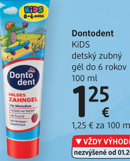 Dontodent KIDS detský zubný gél