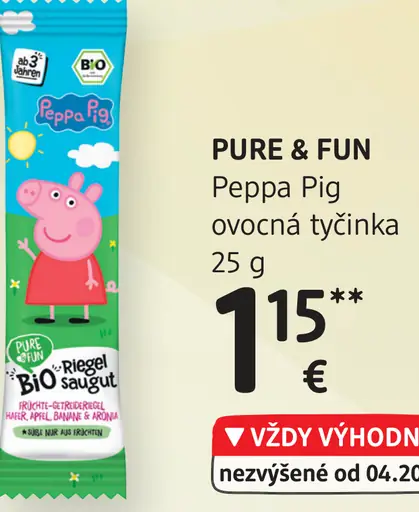 PURE & FUN Peppa Pig ovocná tyčinka