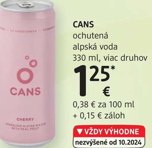 CANS ochutená alpská voda plechovka