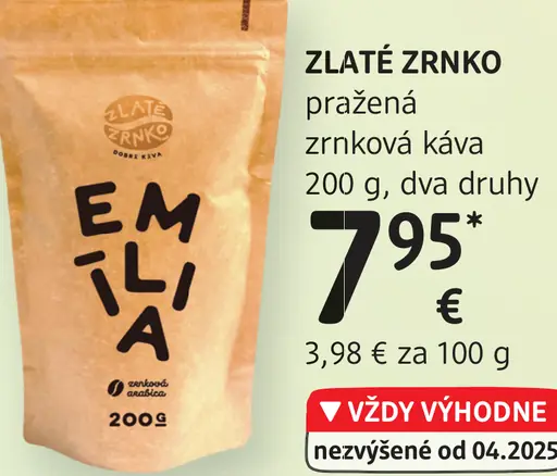 Zlaté Zrnko pražená zrnková káva