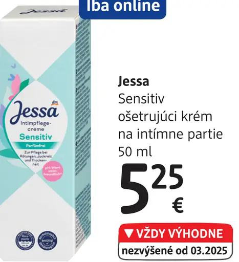 Jessa Sensitiv ošetrujúci krém na intímne partie