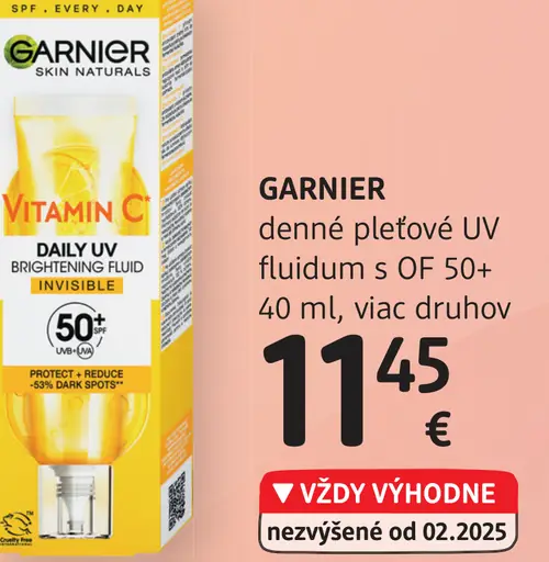 Garnier denné pleťové UV fluidum s SPF 50+