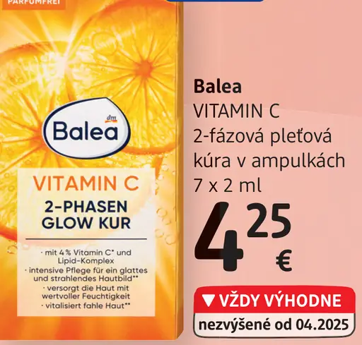 Balea Vitamin C 2-fázová pleťová kúra v ampulkách