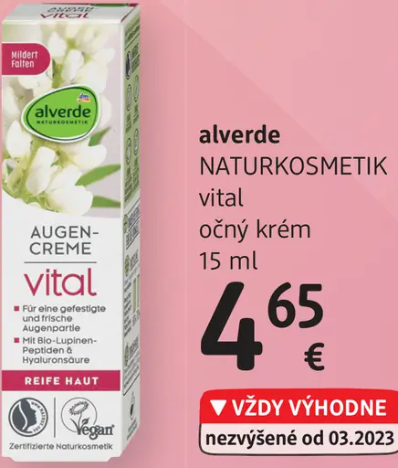 Alverde Naturokosmetik vital očný krém