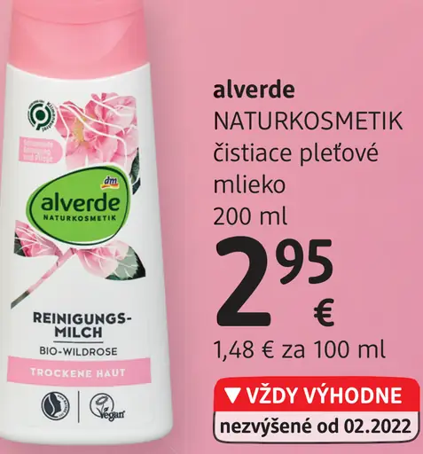 Alverde Naturokosmetik čistiace pleťové mlieko
