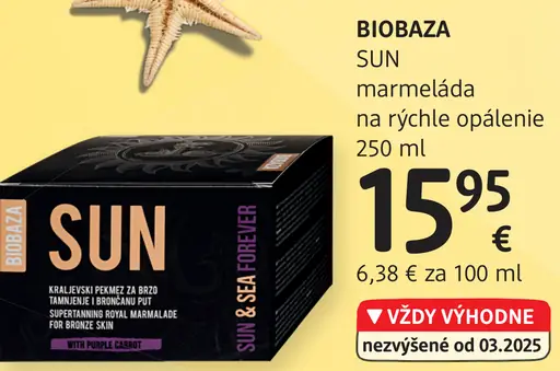 Biobaza Sun marmeláda na rýchle opaľenie