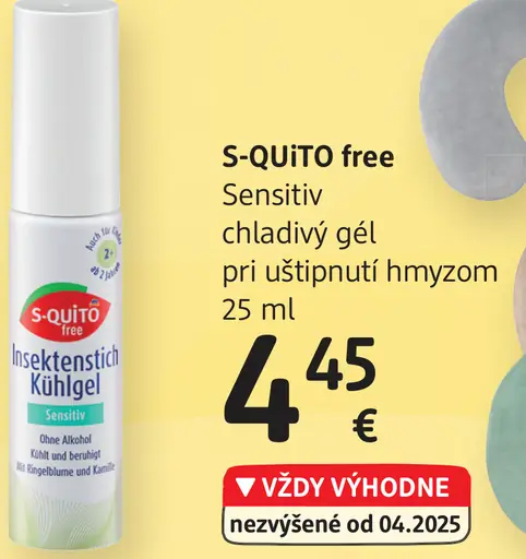 S-quito Free Sensitiv chladivý gél pri uštipnutí hmyzom