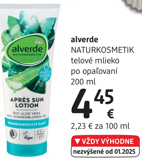 Alverde NATURKOSMETIK telové mlieko po opaľovaní