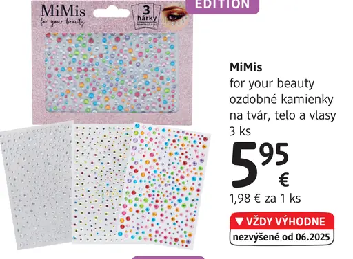 MiMis ozdobné kamienky na tvár, telo a vlasy
