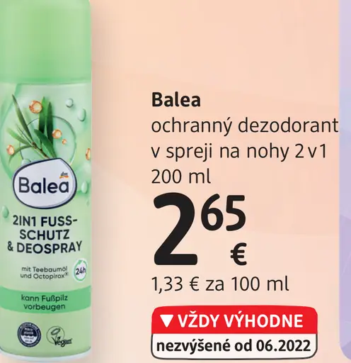 Balea ochranný dezodorant v spreji na nohy 2v1
