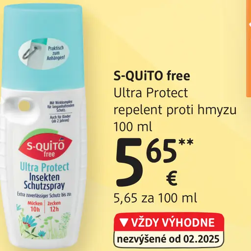 S-QUITO free Ultra Protect repelent proti hmyzu