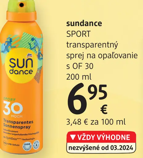 Sundance SPORT transparentný sprej na opaľovanie s OF 30