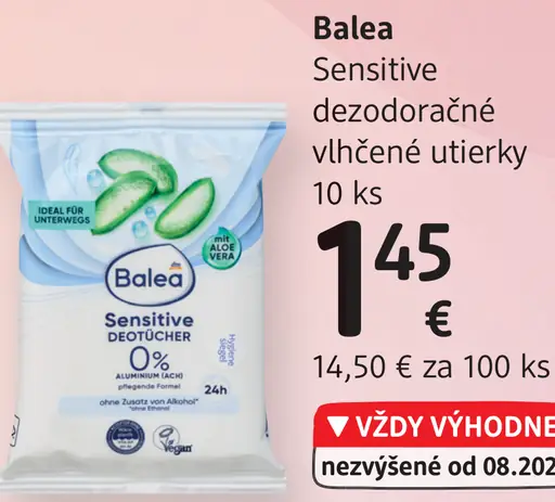 Balea Sensitive dezodoračné vlhčené utierky