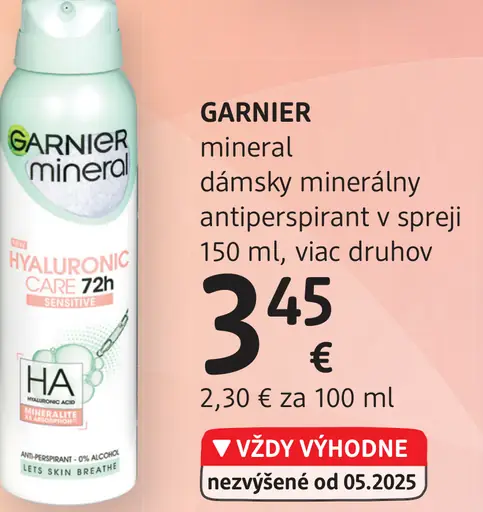 Garnier mineral dámsky minerálny antiperspirant v spreji