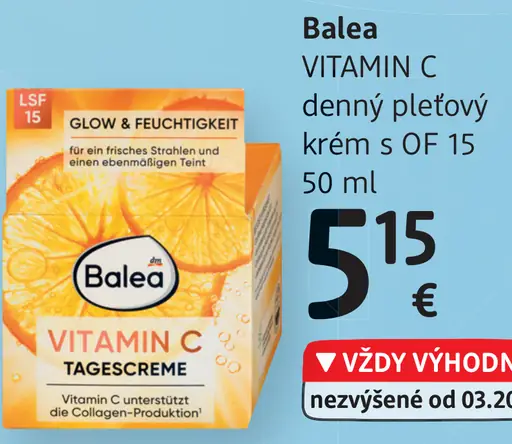 Balea VITAMIN C Denný pleťový krém s OF 15